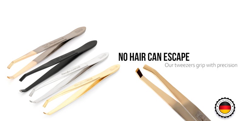 Solingen Tweezers for Eyebrows | Slanted Tip | Professional Stainless Steel |Slanted Tip Tweezers | Best Shaped for Eyebrows Extensions Chin Cheek Face Facial Hair | Made in Germany (Nickel-Gold) - Image 4